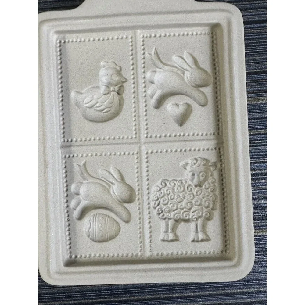 Vintage Brown Bag Cookie Art Mold 1989 East Bunnies Sheep Chickens‎ Butter Molds